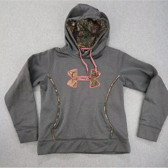 Under Armour Storm Gray Hoodie Sweatshirt Hunting Camo Pink Womens Size MEDIUM - Picture 1 of 13